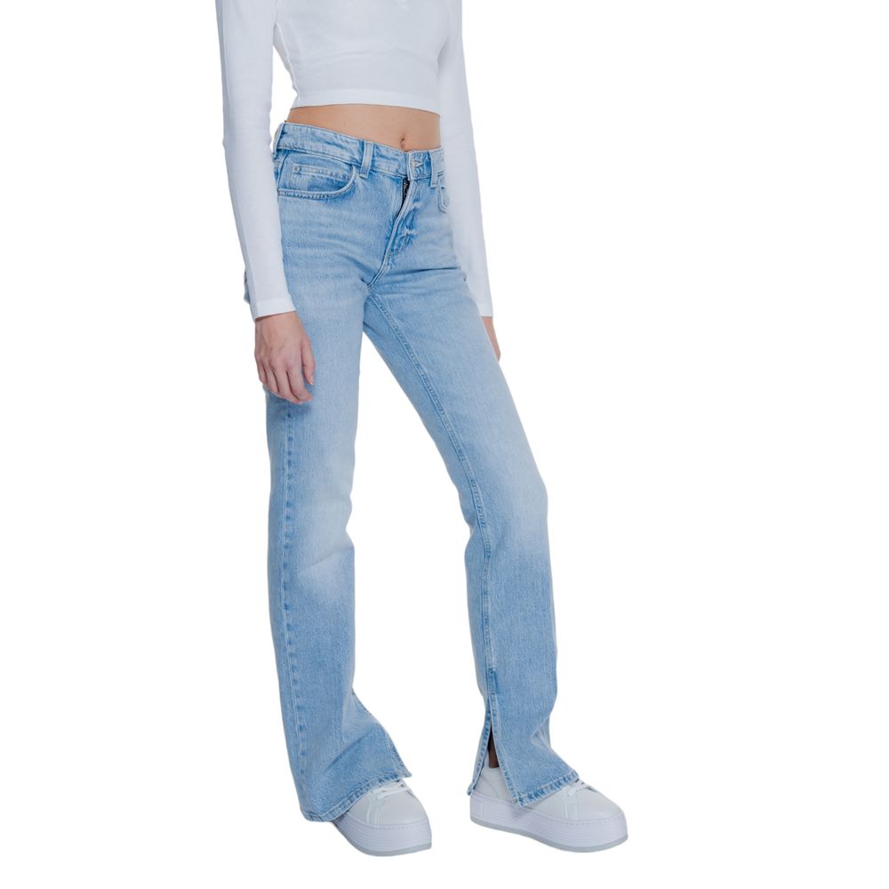 Guess Açık Mavi Pamuklu Anne Kot Pantolonu